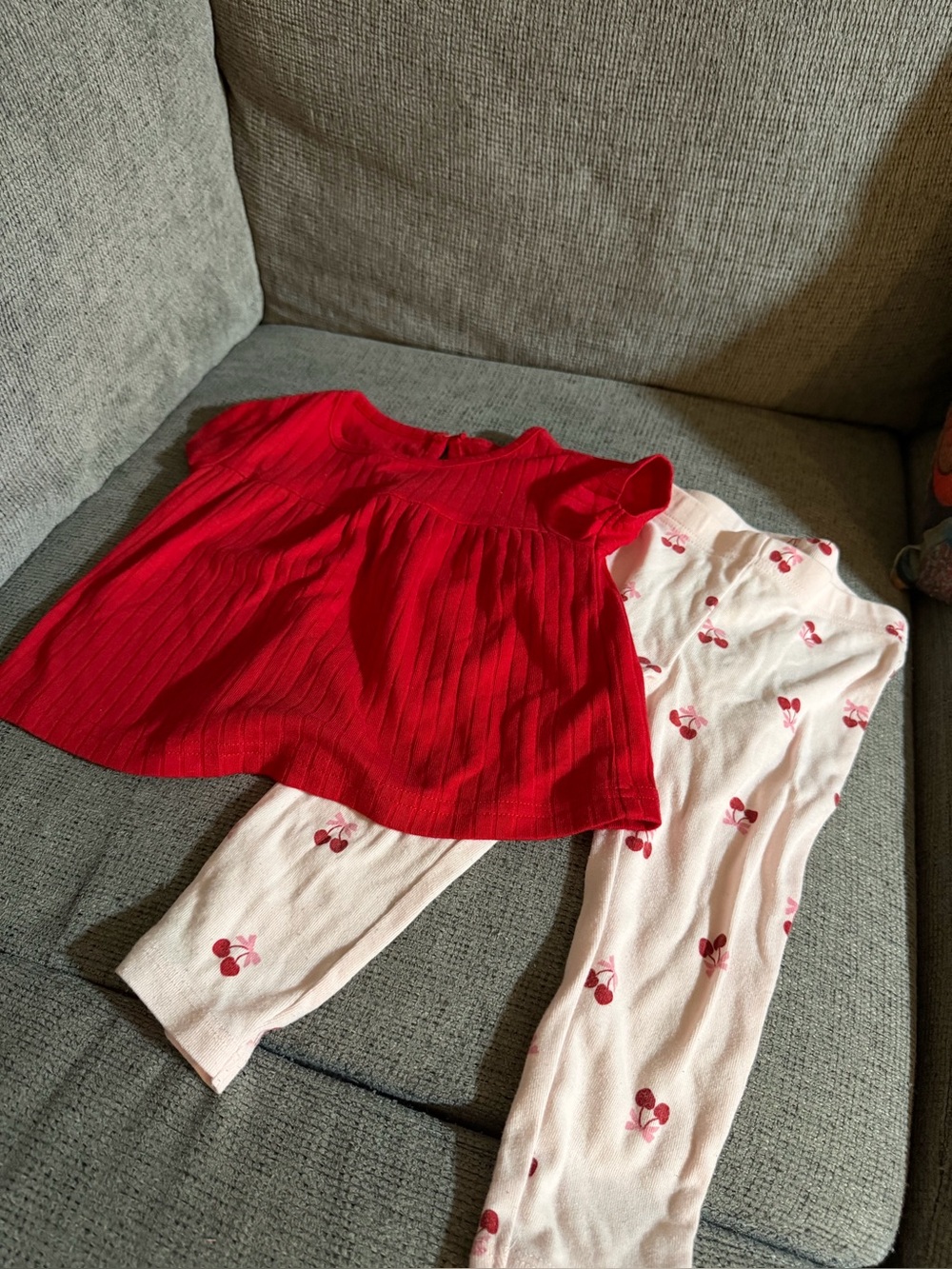 Carter's Red Top with Pink Cherry-Print Pajama Leggings